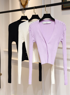 赵璐思同款PEACH IRO2026春新款V领修身羊毛薄内搭针织开衫上衣女