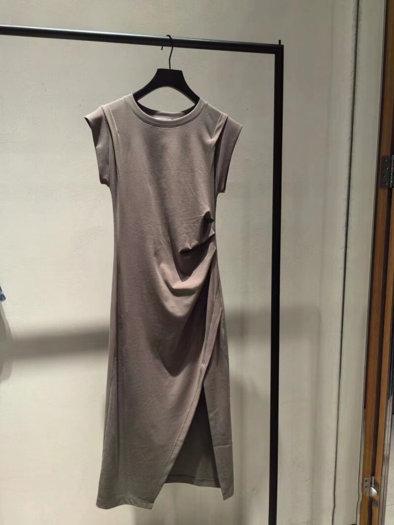 PEACH IRO2026新款棉质连衣裙飞肩无袖腰间抽褶法式优雅