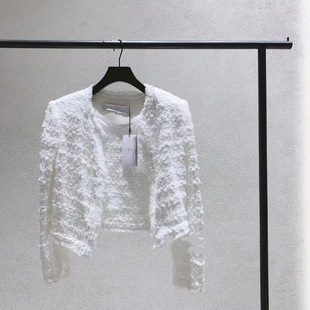 明星款PEACH IRO2026新女装甜酷小香风垫肩毛边短款外套开衫