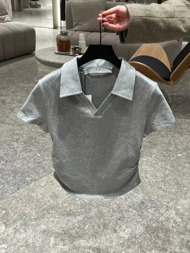 IRO修身小V领抽绳下摆短袖T恤