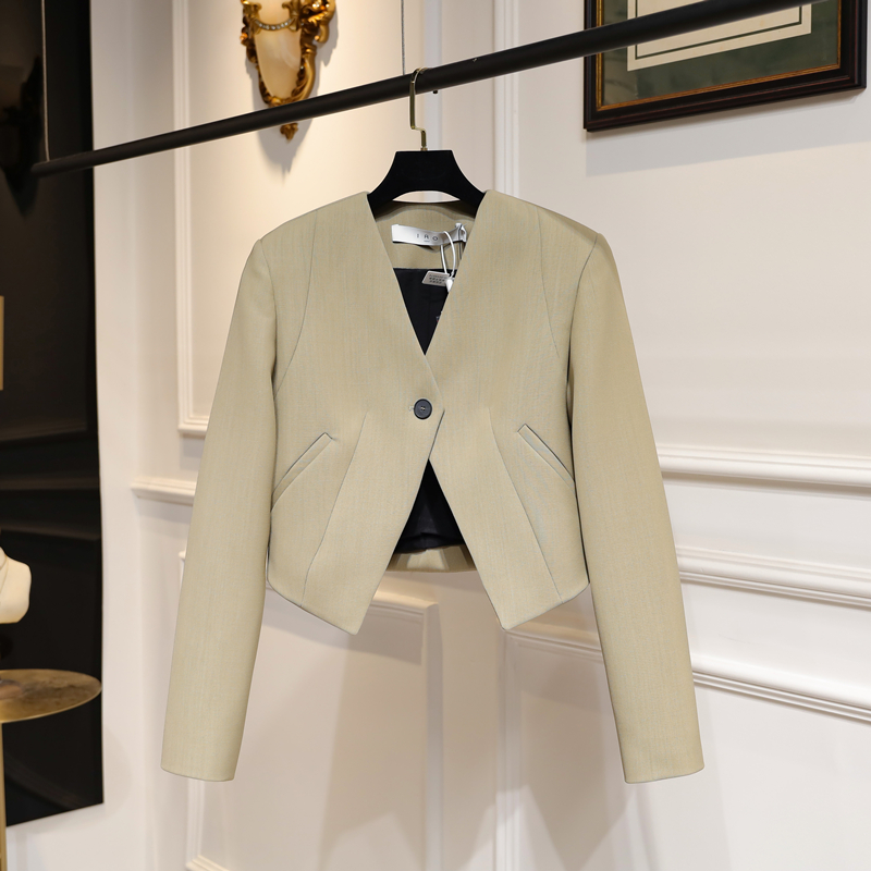 IRO法式女装直筒V领短西装外套