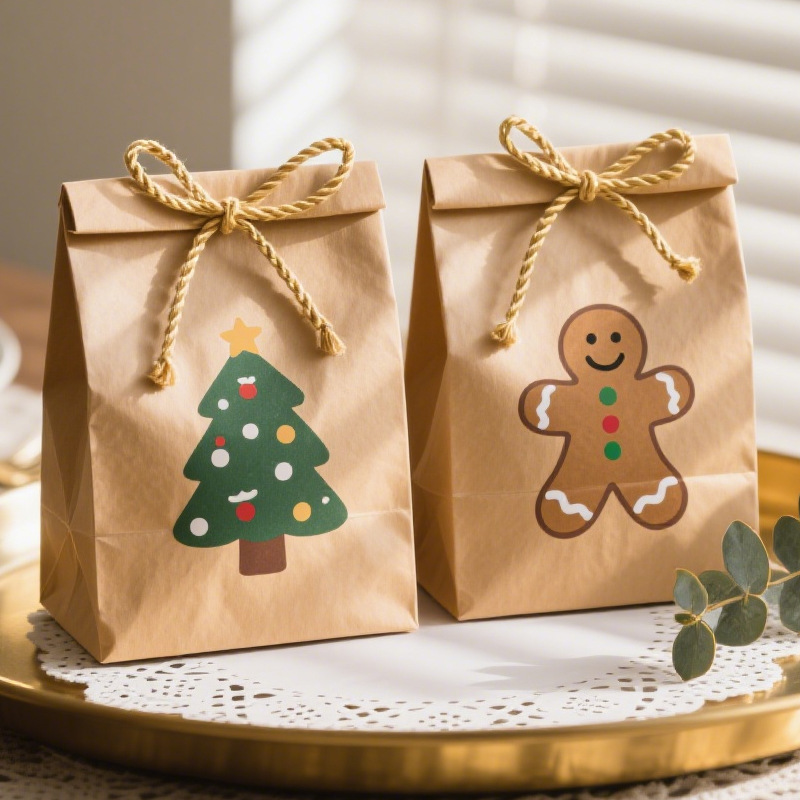 手提袋纸袋定制带手柄包包装外卖白色自己的圣诞小牛皮纸购物迷你
