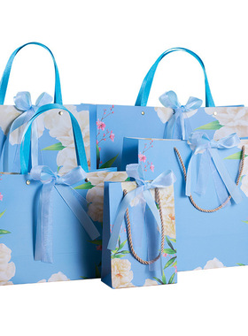 手提袋纸袋定制礼品袋创意设计花卉印花250gsm白色纸板母亲包装袋