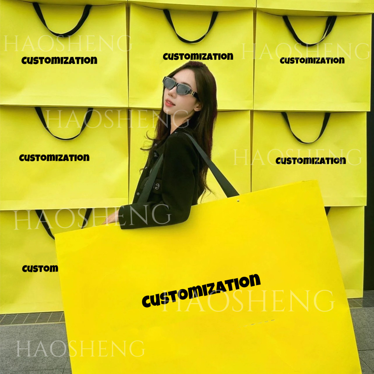 手提袋纸袋定制超大化妆品纸袋，服装店广告纸袋，街头摄影大纸袋