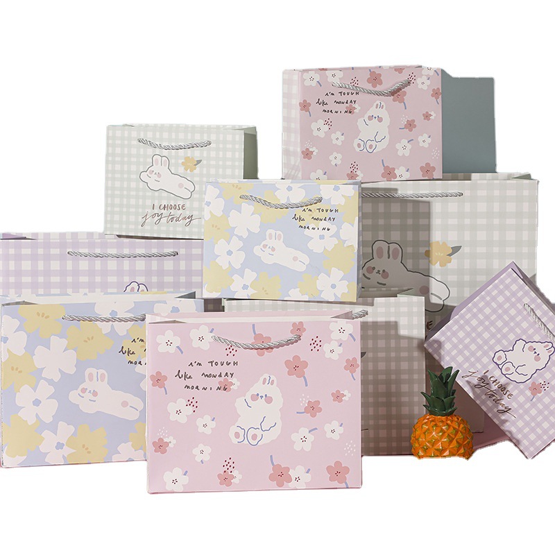 手提袋纸袋定制礼品袋现货生日快乐派对装饰青睐彩色牛包装袋