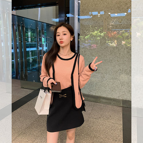 【直播专享】【奥斯曼漫步】时尚撞色针织开衫休闲感短袖T恤