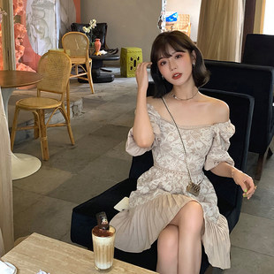 【直播专享闪降】刺绣连衣裙女夏高腰V领裙子气质