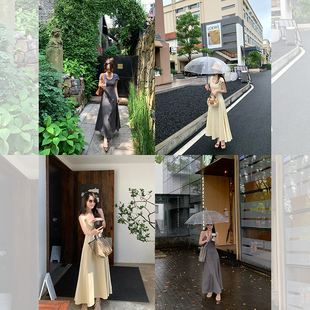 夏天长裙懒人裙 通勤冰纱针织棉温柔气质 简约长款连衣裙女吊带裙