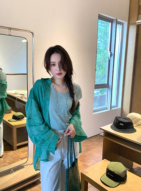 于MOMO慵懒风长袖莱赛尔防晒衬衫