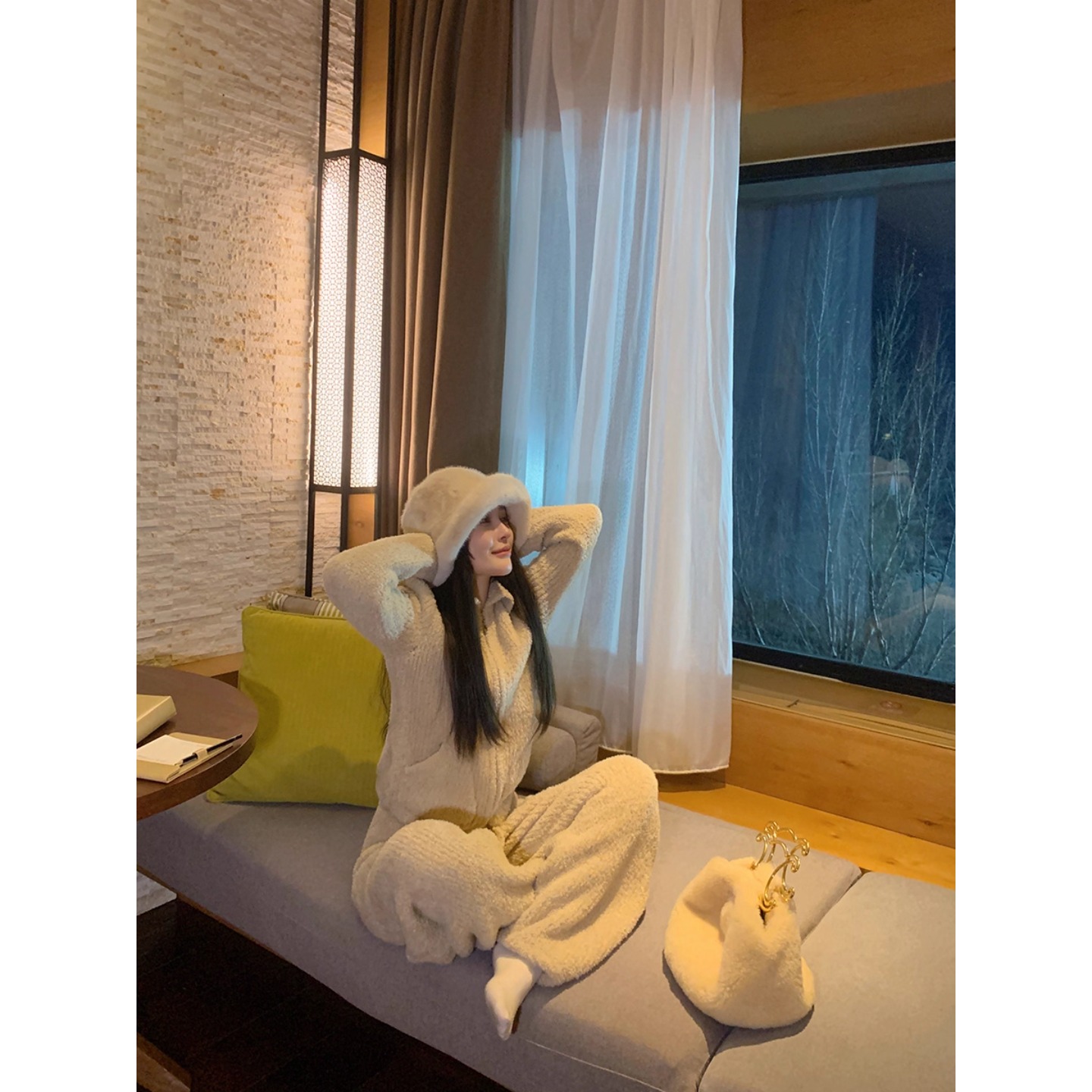 Custard糯叽叽发热套装 难得可外穿的家居服 羊毛针织开衫/休闲裤