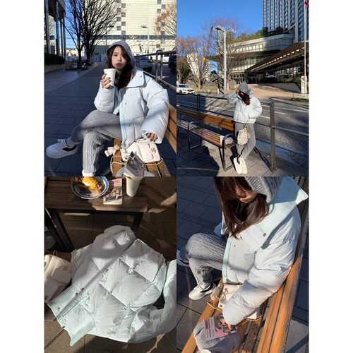 Cozy通勤小暖炉 面包短羽绒 高蓬松90白鸭绒 肌理感细格保暖外套
