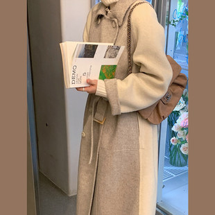【AB大衣】韩版毛呢外套女秋冬纯色/拼色正反
