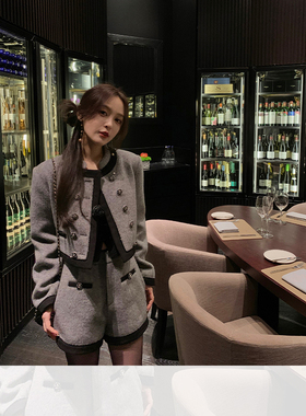 Annecy嘉柏丽尔 千金的新年约会招牌香風套装 羊毛呢短外套/短裤