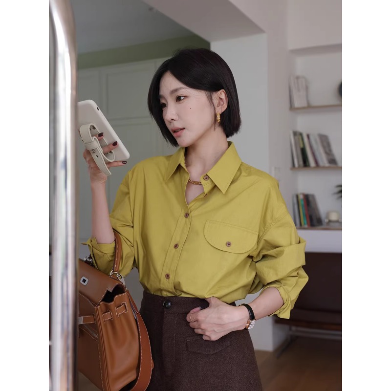 Minimalism通勤衬衫 超柔绒感色纺双纱 新色系 極简宽松口袋衬衣
