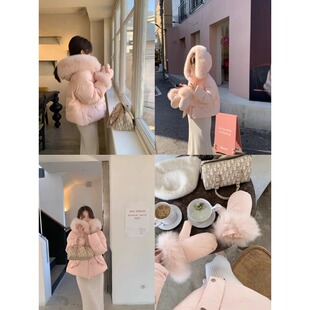 【篙端线M系列】定制定染狐狸毛|90白鸭绒 暖阳微珠光羽绒服+手套