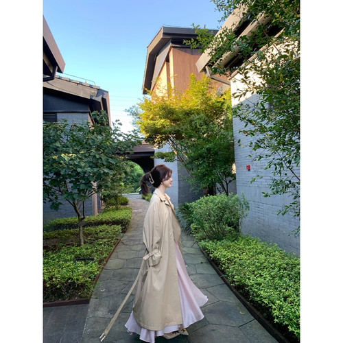 弗朗明戈的午后 高支高密风衣外套女 2024早秋新款大衣长款外套