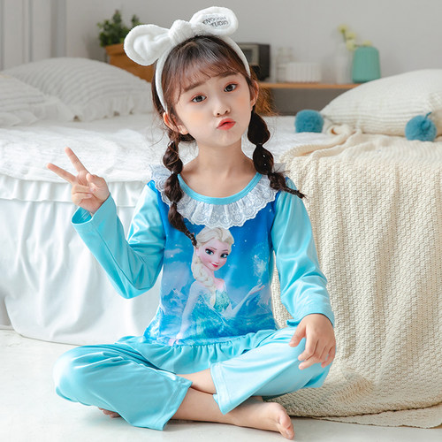 女孩长袖睡衣春秋季冰雪奇缘艾莎