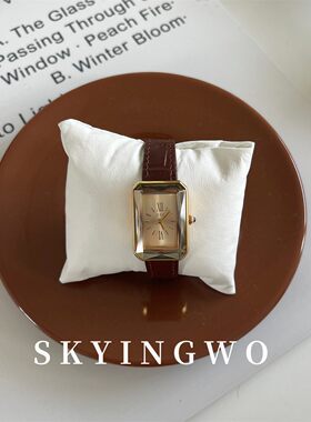 sky复古小众女式真皮手表石英表