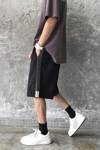 K709-P20   夏季男士宽松侧边条纹五分裤港风休闲百搭沙滩裤图片