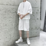 TZ01-P65夏季男士V领短袖七分袖T恤运动套装大码短裤冰丝透气，男装套装，电商B369（原A024）