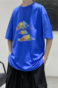 T106 短句 夏季新款个性印花短袖T恤男宽松潮流半袖体恤图片