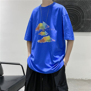 T106 短句 夏季新款个性印花短袖T恤男宽松潮流半袖体恤图片