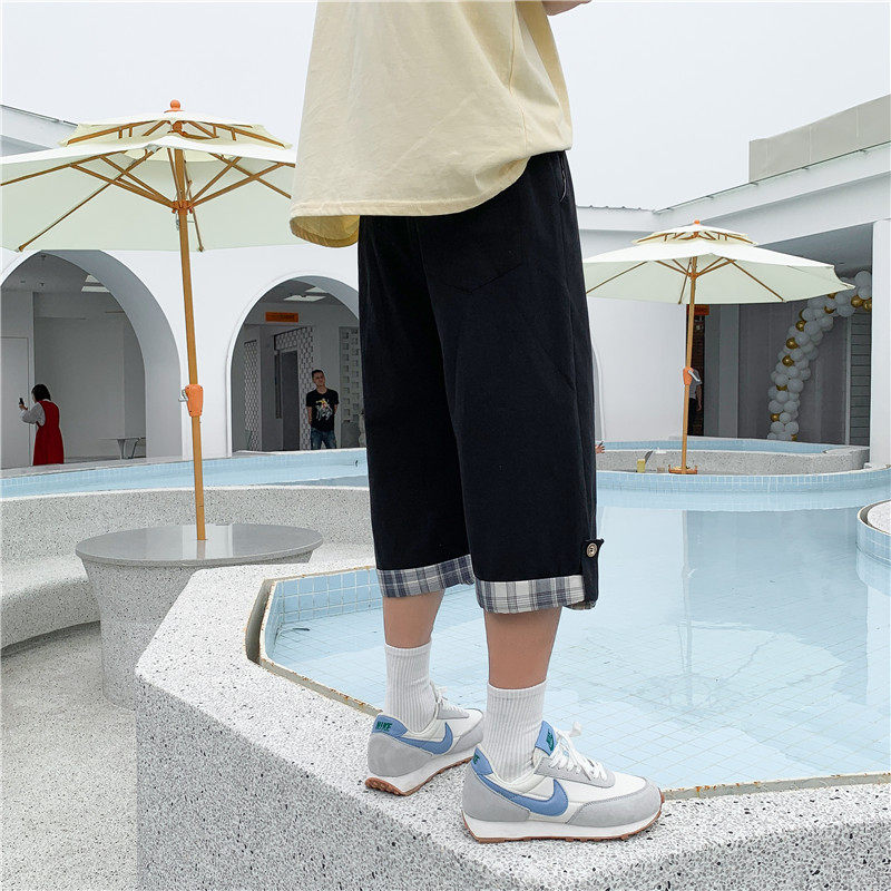 夏季新款直筒七分裤男宽松休闲运动条纹短裤潮牌,男装休闲裤,电商B369（原A024）