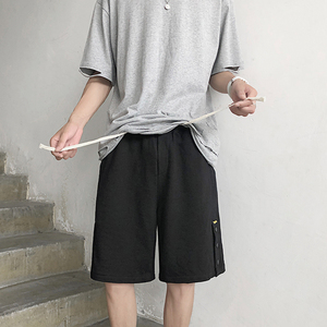    夏季港风大码休闲排扣运动短裤男潮牌休闲针织五分裤图片