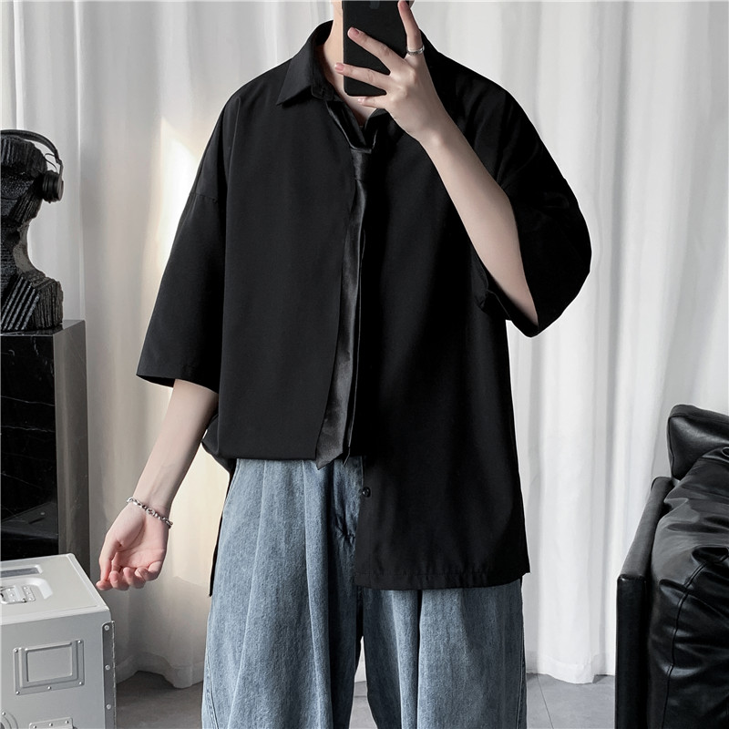 C01-特批P28夏季多色冰丝七分袖衬衣男宽松百搭中袖休闲衬衫,男装衬衫,电商B369（原A024）