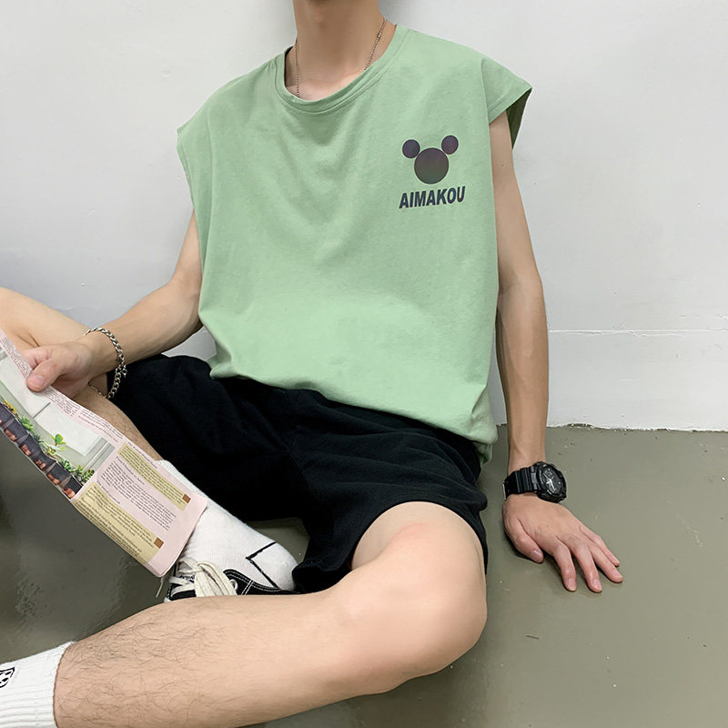 T815--P30夏季新款无袖背心男大码宽松潮流休闲印花t恤坎肩,男装背心/马甲,电商B369（原A024）