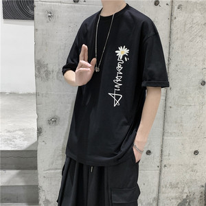 T111  短句   夏季新款潮流印花短袖男士休闲百搭半袖体恤图片