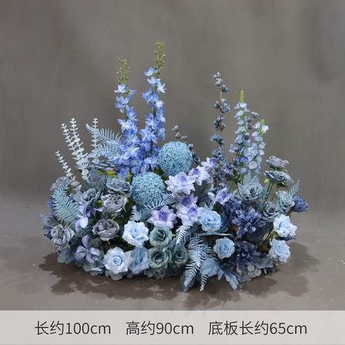 新款婚庆蓝色绢花路引室外