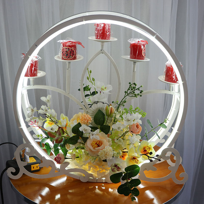 定制新款婚庆道具香槟塔花艺铁质欧式酒塔烛台两用发光杯塔许愿台