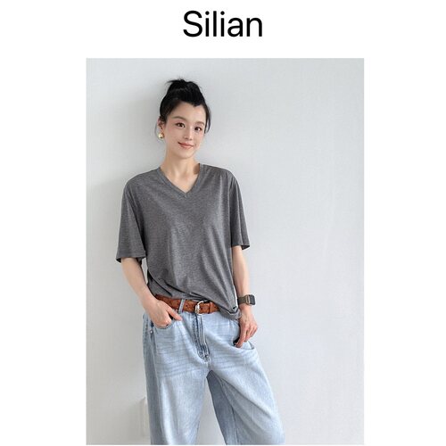 无折｜Silian｜V-neck极简质感男装｜真丝棉｜ 短袖V领T恤