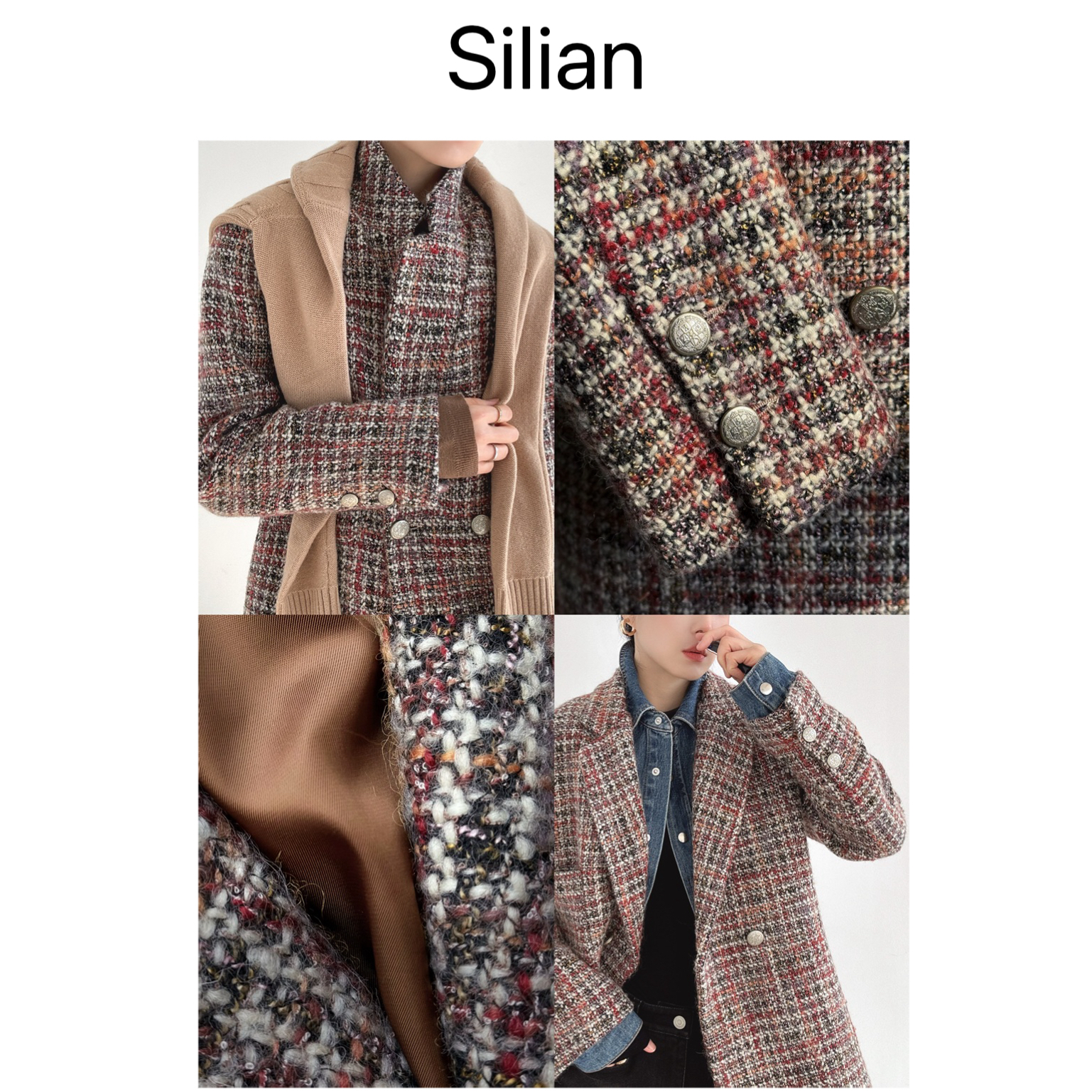 限量无折｜羊毛西装大衣｜艺术花呢经典折线肩｜3袋小香西装外套