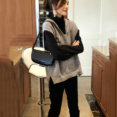 秋冬季2025年春秋新款欧货米奇连帽毛针织衫女马甲无袖毛衣外套潮