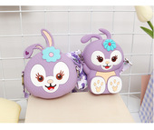 星黛露硅胶儿童包包可爱卡通兔子单肩包萌系女孩斜挎包紫色零钱包
