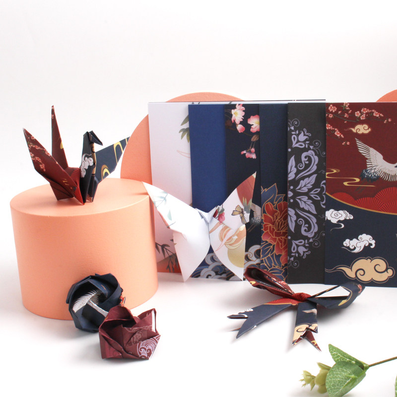 仙鹤折纸中国风正方形折纸古风成品千纸鹤折纸叠双面爱心手工折纸