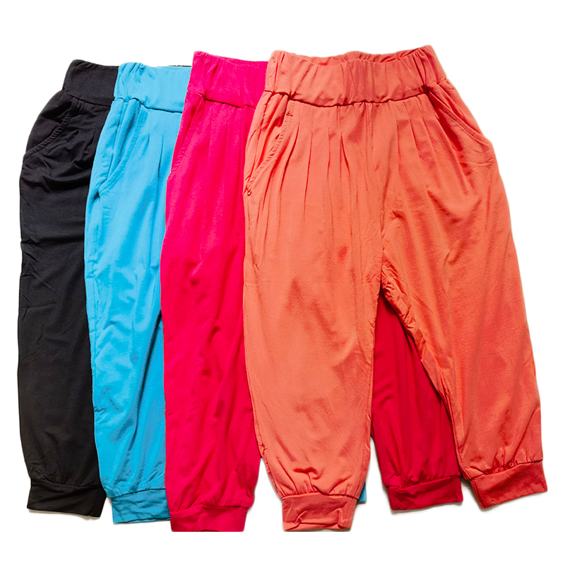 超值10！春夏季女童长裤莫代尔休闲裤中小童夏季防蚊裤纯色低档裤