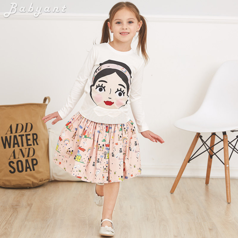 一折！高端童装春新款女童T恤儿童白色上衣卡通脸纯棉长袖打底衫,童装/婴儿装/亲子装,T恤,淘宝优惠券,粉丝福利购,淘宝优惠卷