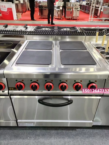 Семь -летняя старая духовка, электрическая нагрева с четырьмя головами, соединяется с духовкой, коммерческий большой кухонный квадрат вареный соус