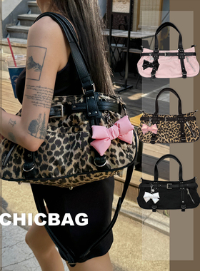 韩国PJ波士顿包甜酷小众蝴蝶结大容量通勤健身旅行包斜跨手提女包