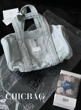 Marith韩国小众设计牛仔保龄球包时尚单肩手提包女通勤旅行健身包