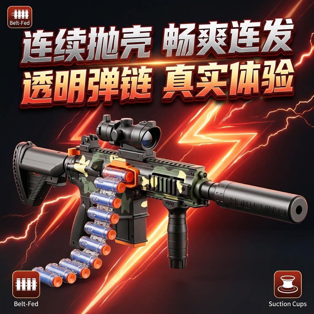 m416仿真连发透明弹链软弹枪
