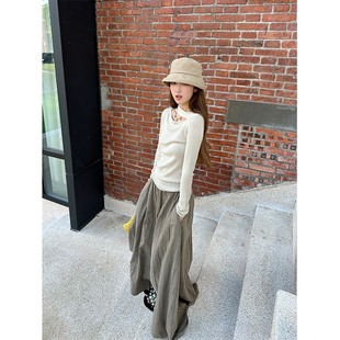 斜肩一字领飘带天丝套头气质针织衫 WANNANKE 约会日