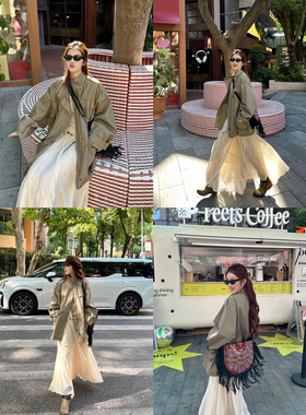 WANNANKE 旧金山日落 复古廓形立领设计感休闲工装风衣外套