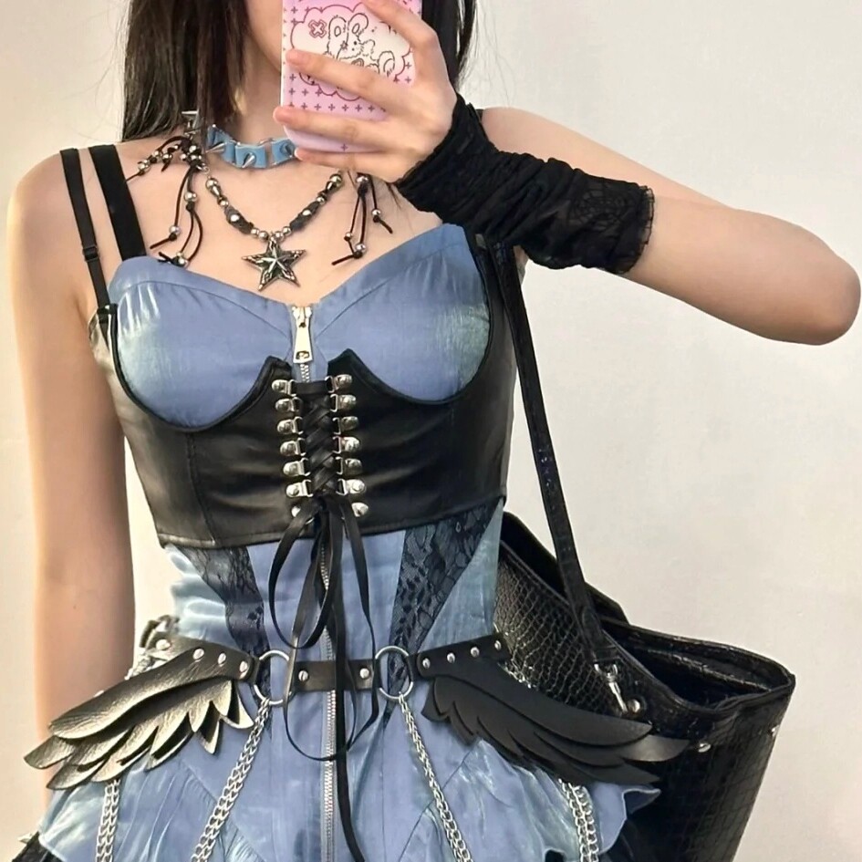 Y2K 중공업 페르시 스타 목걸이 황무지 스타일 하위 문화 뜨거운 소녀 달콤하고 멋진 지뢰 펑크 틈새 유럽과 미국의 추세