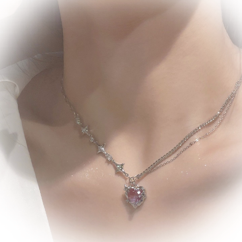 별이 빛나는 밤 색상 그라데이션 사랑 지르콘 목걸이 귀걸이 하위 문화 Y2K 뜨거운 소녀 달콤한 멋진 고급 틈새 성격 디자인