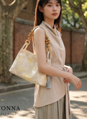 民族风木珠手提包包女2026夏季新款潮大容量单肩斜挎包通勤腋下包