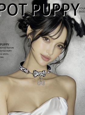 CHICCHOK原创项圈女m高级感choker斑点小狗颈带真皮颈环颈圈男女